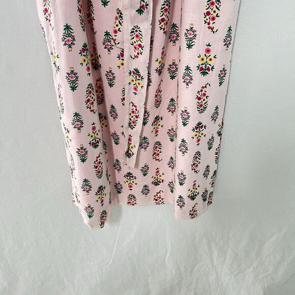 Ann Taylor Pink Floral Linen Blend Tie Waist Sheath Dress Size 10 Pockets Lined - Picture 6 of 14